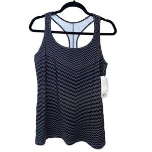 New Balance Heidi Klum‎ Printed Essential Tank Gray/Black Chevron Print M NWT